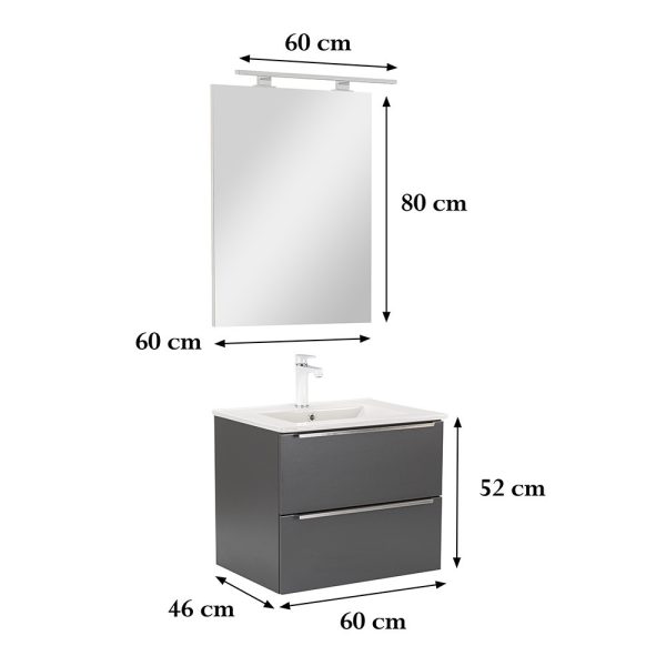 Vario Trim 60 komplett fürdőszobabútor antracit-antracit színben - Vario014-k - Image 3