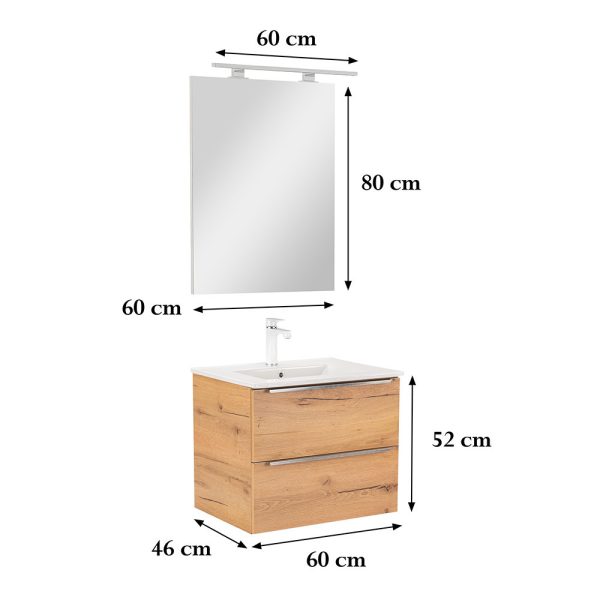 Vario Trim 60 komplett fürdőszobabútor tölgy színben- Vario018-k - Image 3