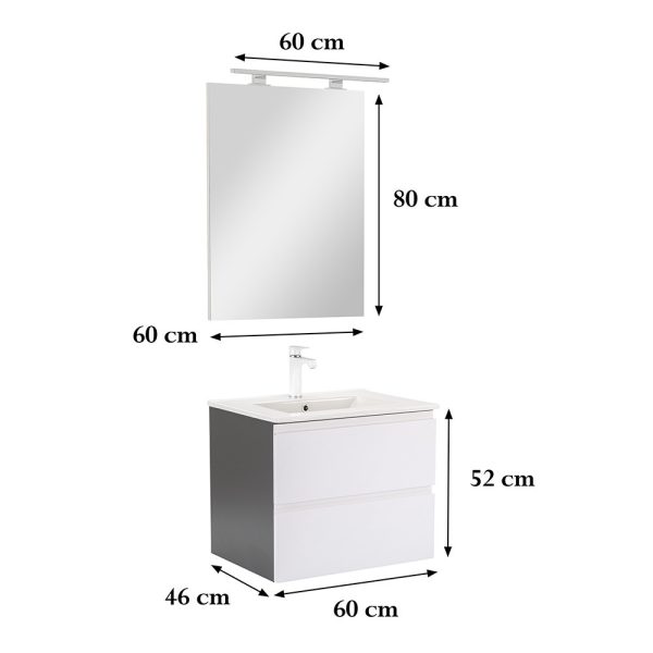 Vario Pull 60 komplett fürdőszobabútor antracit-fehér színben - Vario022-k - Image 3