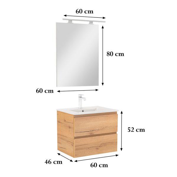 Vario Pull 60 komplett fürdőszobabútor tölgy-tölgy színben - Vario027-k - Image 3