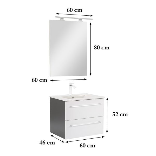 Vario Clam 60 komplett fürdőszobabútor antracit-fehér színben - Vario031-k - Image 3