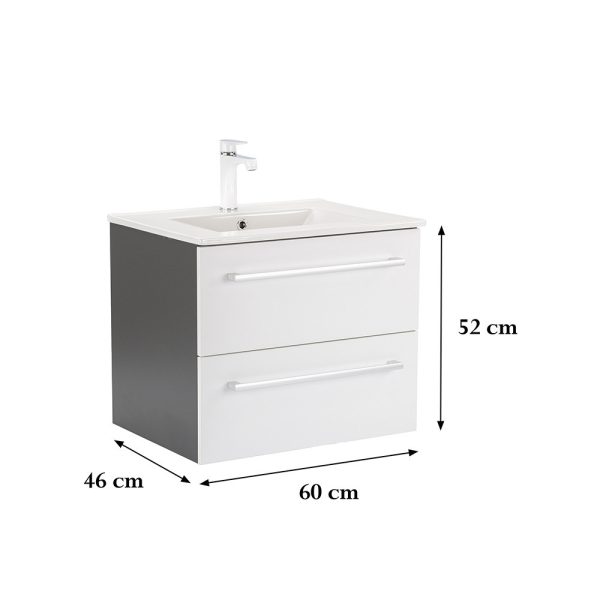 Vario Clam 60 alsó szekrény mosdóval antracit-fehér színben - Vario031 - Image 3