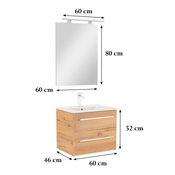Vario Clam 60 komplett fürdőszoba bútor tölgy-tölgy színben - Vario036-k - Image 3