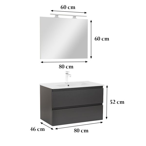 Vario Forte 80 komplett fürdőszoba bútor antracit-antracit színben - Vario041-k - Image 3