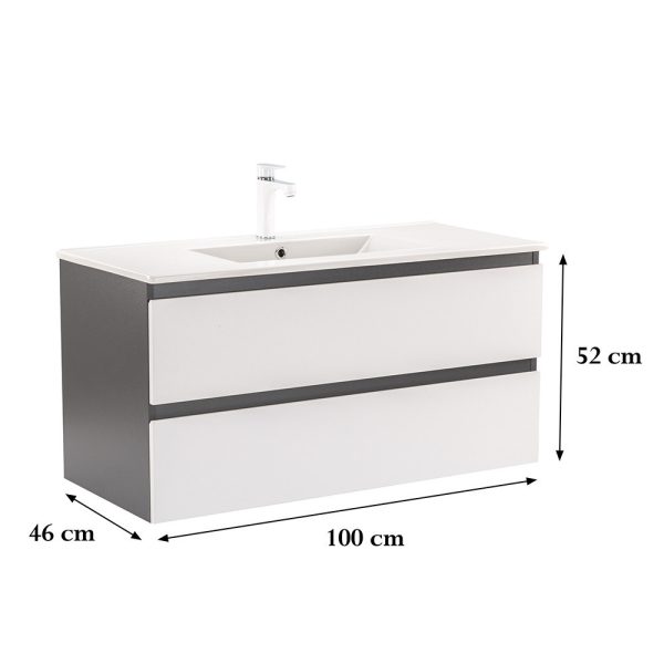 Vario Forte 100 alsó szekrény mosdóval antracit-fehér színben - Vario076 - Image 3