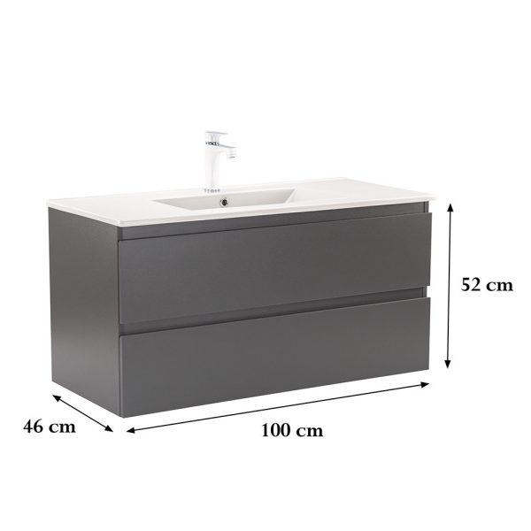 Vario Forte 100 alsó szekrény mosdóval antracit-antracit színben - Vario077 - Image 3