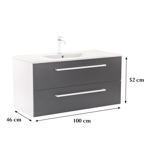 Vario Clam 100 alsó szekrény mosdóval fehér-antracit színben - Vario101 - Image 3