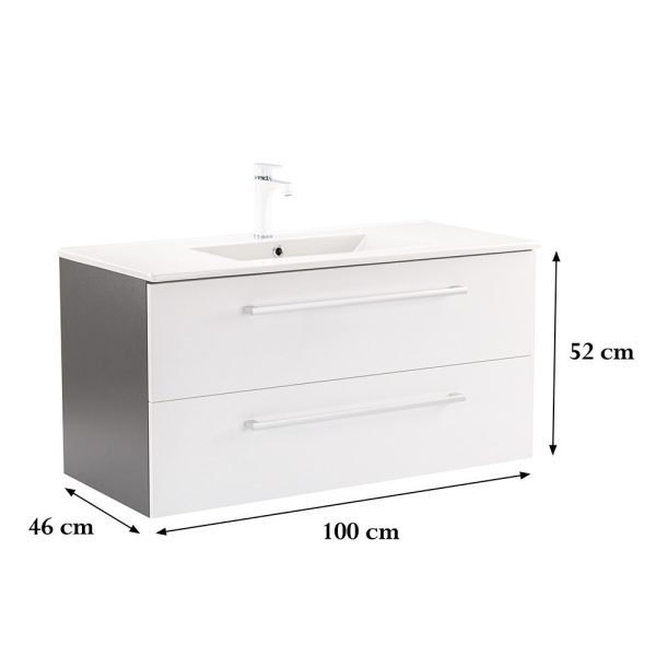 Vario Clam 100 alsó szekrény mosdóval antracit-fehér színben - Vario103 - Image 3
