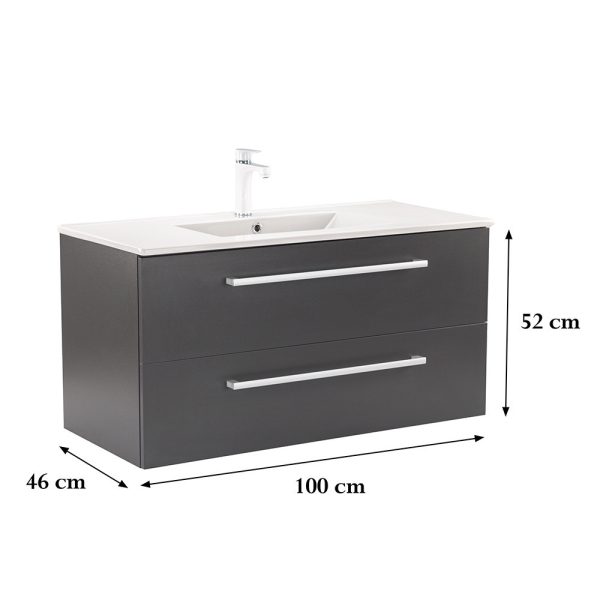 Vario Clam 100 alsó szekrény mosdóval antracit-antracit színben - Vario104 - Image 3