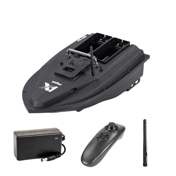 Etetőhajó X1 GPS+4G hátrakidobós dupla etető rekeszes fekete - X1-HK-B-G1-D