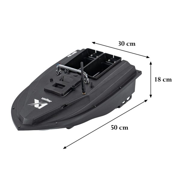 Etetőhajó X1 GPS+4G hátrakidobós dupla etető rekeszes fekete - X1-HK-B-G1-D - Image 3
