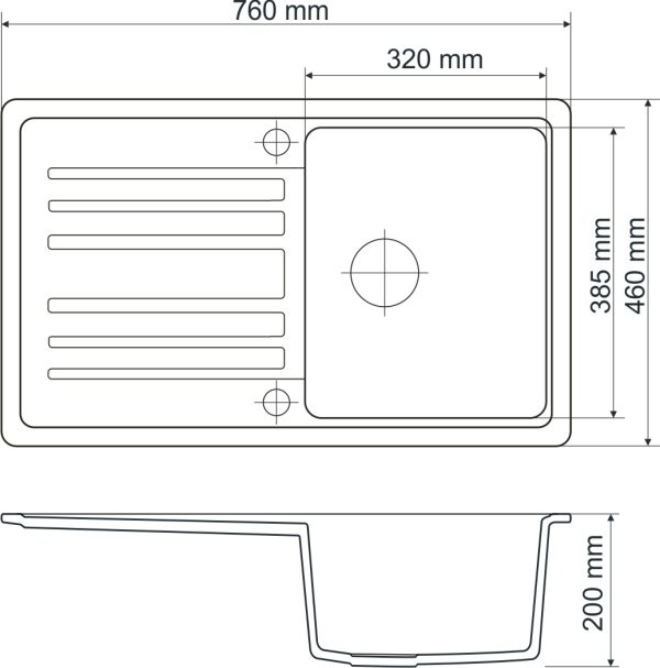 H2 Yukon II homok csepptálcás gránit mosogatótálca 760x460x200 mm - Image 2