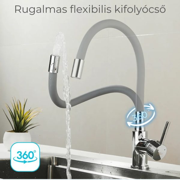 Corin álló mosogató csaptelep flexibilis kifolyócsővel szürke - ZS-7012-GR - Image 2