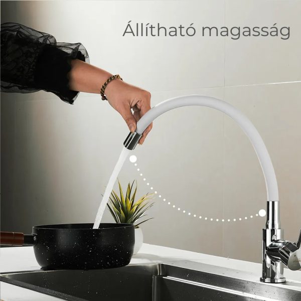 Corin álló mosogató csaptelep flexibilis kifolyócsővel fehér - ZS-7012-WH - Image 3