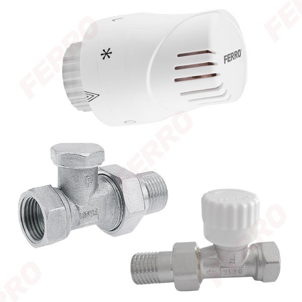 Ferro ZTMN01 1/2” egyenes termosztát szett termofejjel