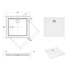 Besco Aquarius szögletes zuhanytálca 90 × 90 × 5,5 cm - BAA-90-K - Image 6