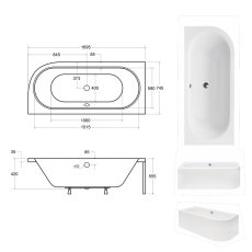 Besco Avita egyenes akril fürdőkád 170x75 - balos - WAV-170-NL - Image 6