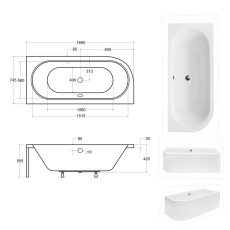 Besco Avita egyenes akril fürdőkád 170x75 - balos - WAV-170-NL - Image 10