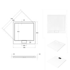 Besco Axim szögletes zuhanytálca 80 x 80 x 4,5 cm - BAX-80-KW - Image 6