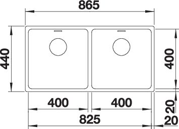 Blanco ANDANO 400/400-U rozsdamentes két medencés mosogató munkalap alá 86,5 x 44 x 19 cm InFino® szűrőkosár – 522987 - Image 3