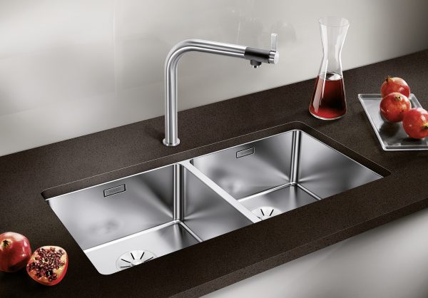 Blanco ANDANO 400/400-U rozsdamentes két medencés mosogató munkalap alá 86,5 x 44 x 19 cm InFino® szűrőkosár – 522987 - Image 2