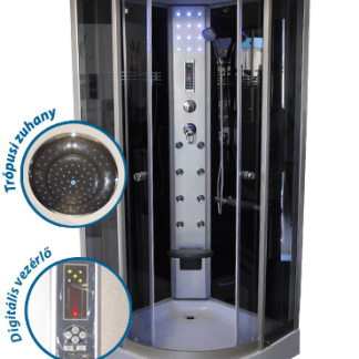 Aqualife Brill 8081 hidromasszázs zuhanykabin - fekete vagy fehér üveg hátfallal, tetővel