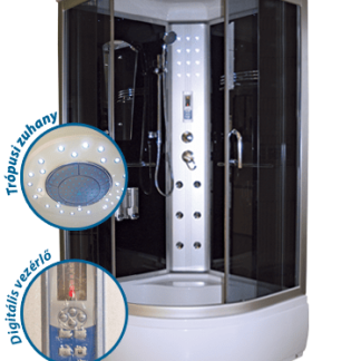 Aqualife Brill 8810A fekete üveghátfalas hidromasszázs zuhanykabin