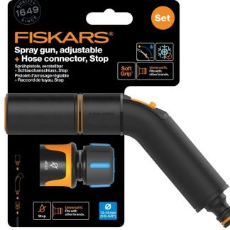 Fiskars Comfort locsolópisztoly, állítható fejjel + CF tömlőcsatlakozó 13-15mm