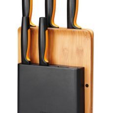 Fiskars Functional Form késblokk bambusz tartóban 5 késes