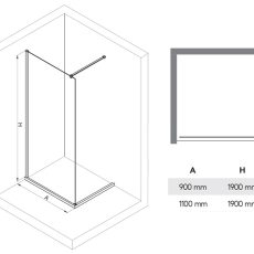 N-Smart Frida Black Walk-In zuhanyfal - Image 2
