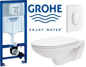 Grohe falba építhető WC tartály 38.528 Cersanit fali WC csészével, légrugós WC tetővel,fehér nyomólappal