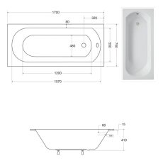 Besco Intrica Slim egyenes akril fürdőkád 150 x 75 cm - WAIN-150-SL - Image 2