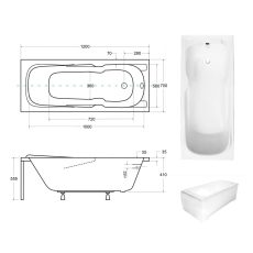 Besco Majka Nova egyenes akril fürdőkád 140 x 70 cm - WAM-140-PK - Image 6