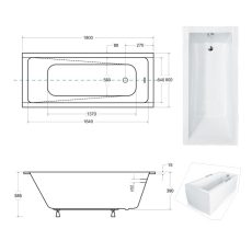 Besco Modern Slim egyenes akril fürdőkád 180 x 80 cm - WAM-180-SL - Image 3
