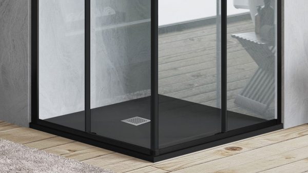 N-Smart Nilla black szögletes műmárvány zuhanytálca 80 x 80 x 2,5 cm - NW-ZT-T088FB-G - Image 2