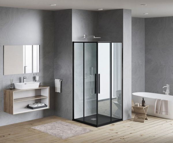 N-Smart Nilla black szögletes műmárvány zuhanytálca 80 x 80 x 2,5 cm - NW-ZT-T088FB-G - Image 3