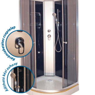 Aqualife Opal 508C fekete üveghátfalas hidromasszázs zuhanykabin tető nélkül