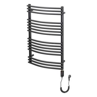 Radeco Sonia EL íves törölközőszárítós radiátor fűtöpatronnal, feltöltve - fekete színű
