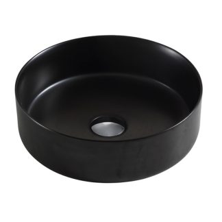 Wellis Rose Black pultra építhető kerek fekete porcelán mosdó Ø35,5 × 11,7 cm WF00059
