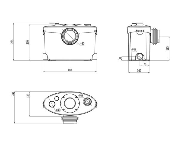 Sanipump Optimum2 WC+3 Darálós WC és háztartási vízátemelő - SANIPOPT2WC+3 - Image 4