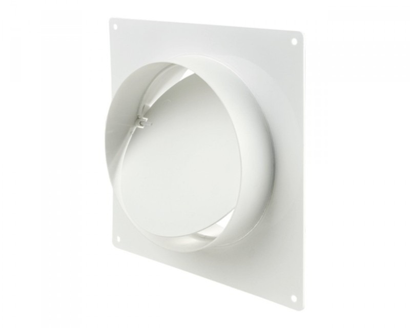 Vents pvc kerek, merev szellőző csőtoldó idom visszacsapóval, beépítőkerettel
