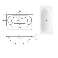 Besco Vitae Slim egyenes akril fürdőkád 150 x 75 cm - WAV-150-SL - Image 4