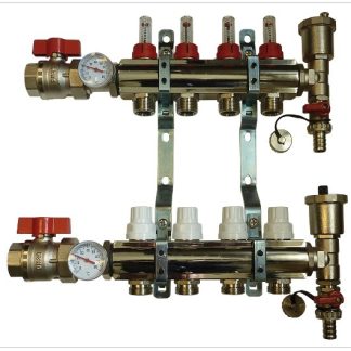 BRH rozsdamentes osztó-gyűjtő áramlásérzékelővel 1"- EGYENES golyóscsappal