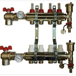 BRH rozsdamentes osztó-gyűjtő áramlásérzékelővel 1"- SAROK golyóscsappal