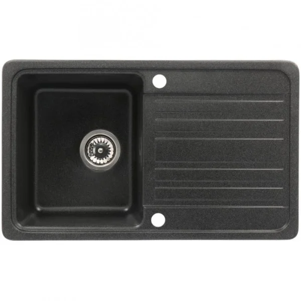 H2 Yukon II grafit csepptálcás gránit mosogatótálca 760x460x200 mm