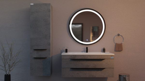 TMP IRON fürdőszobai tükör - FEKETE keret - kerek - LED világítással - 70 cm - Image 2