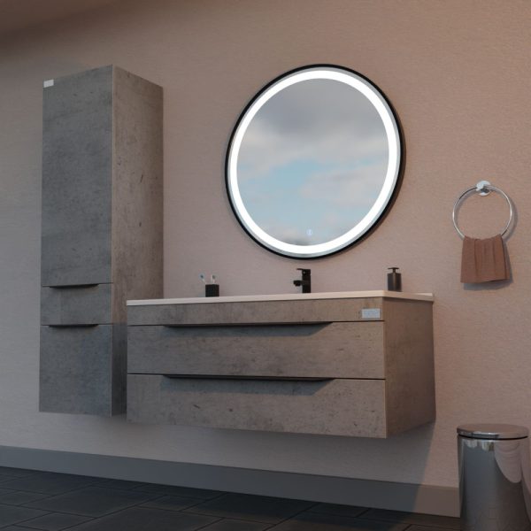 TMP IRON fürdőszobai tükör - FEKETE keret - kerek - LED világítással - 70 cm - Image 3