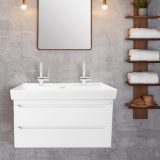 CeraStyle SHARP - porcelán mosdókagyló - DUPLA csaplyukas - 100 x 48 cm - Image 7