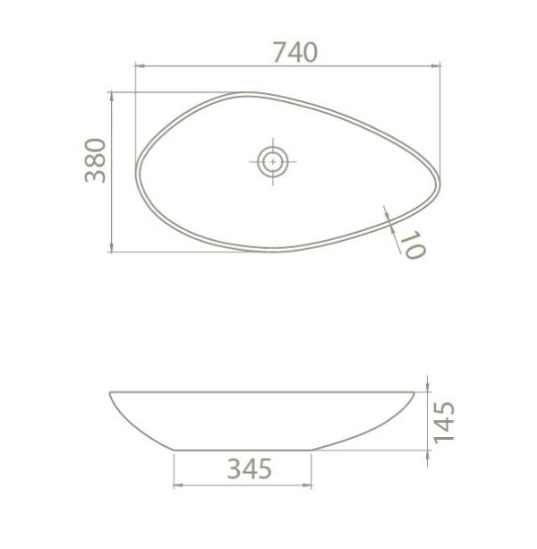CeraStyle OLIVE - PULTRA ültethető - Top Counter - porcelán mosdó - 75 x 38 cm - Image 9