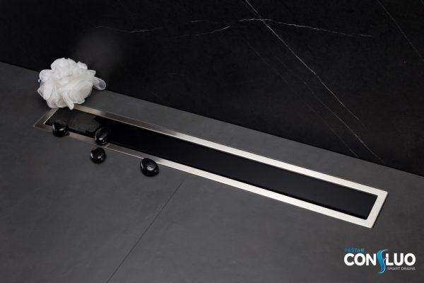 Pestan zuhanyfolyóka Confluo Premium Line FEKETE üveg 85 cm - 13000295 - Image 2